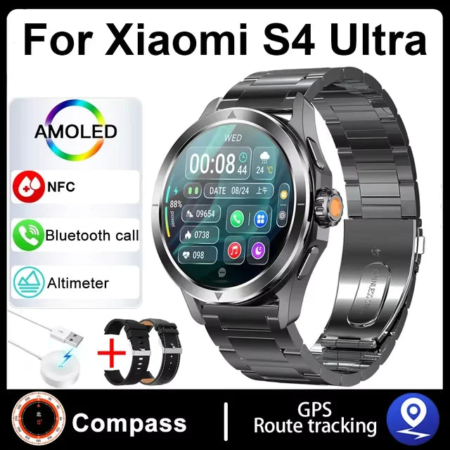 S4 Ultra For Xiaomi Smart Bracelet Men Watch AMOLED HD Screen Bluetooth Call GPS Trajectory NFC Heart Rate Compass SmartWatches WardBoyzPROShop