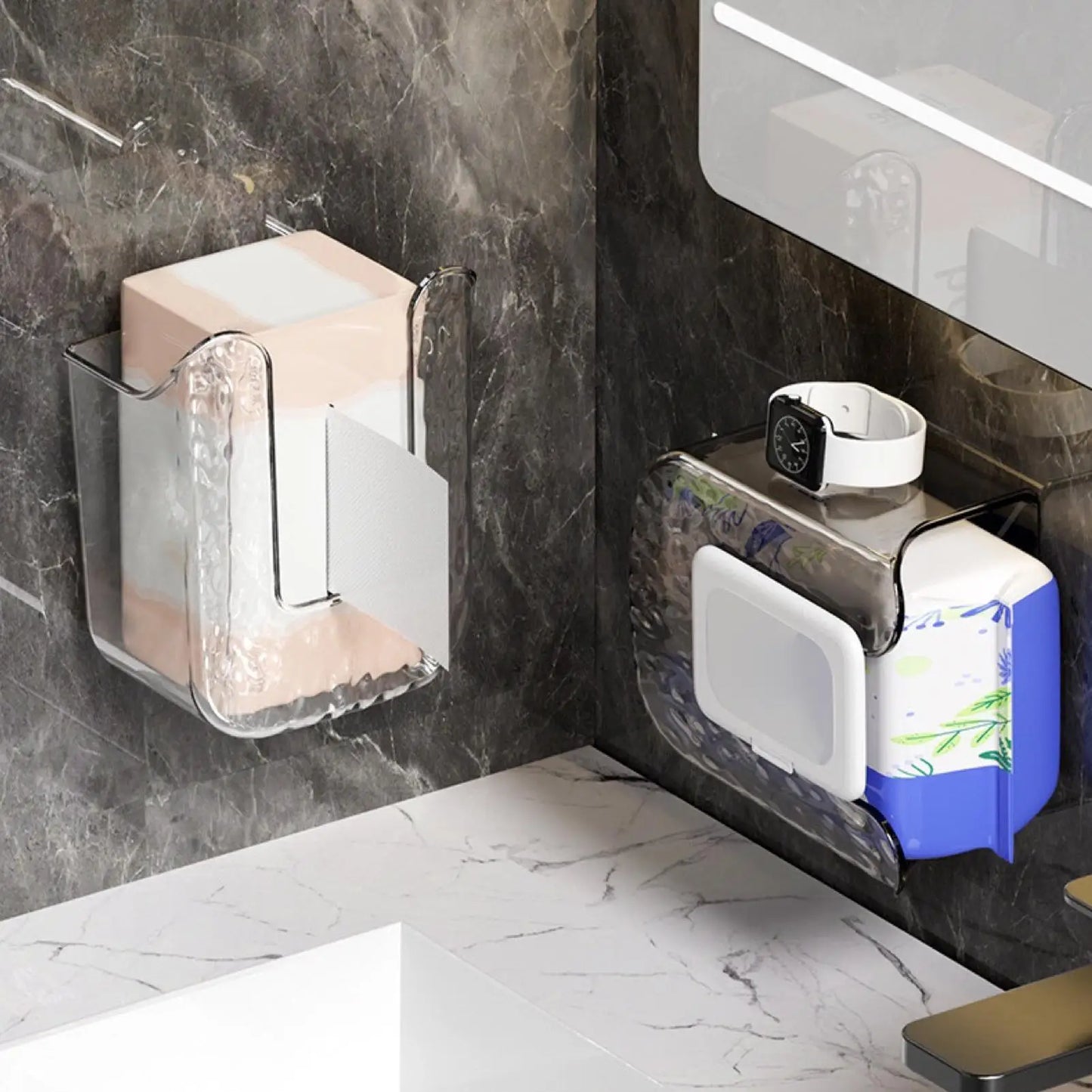 Tissue Box Bathroom Non Perforated Wall Mounted Wet Tissue Storage Box with Large Opening and Strong Load-bearing Capacity