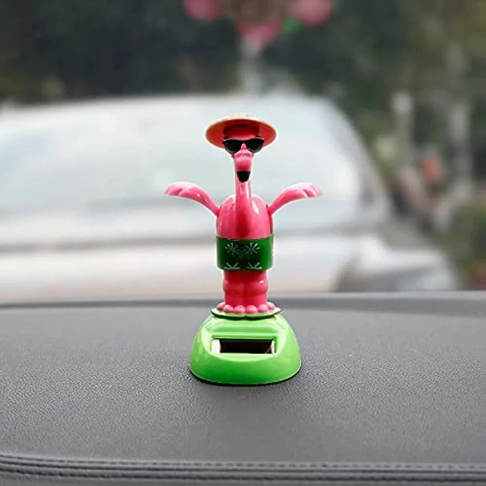 Flapping Wings Flamingo Solar Powered Hawaii Style Shaking Ornaments Car Dashboard Dancer Bobble Head (Flamingo A)