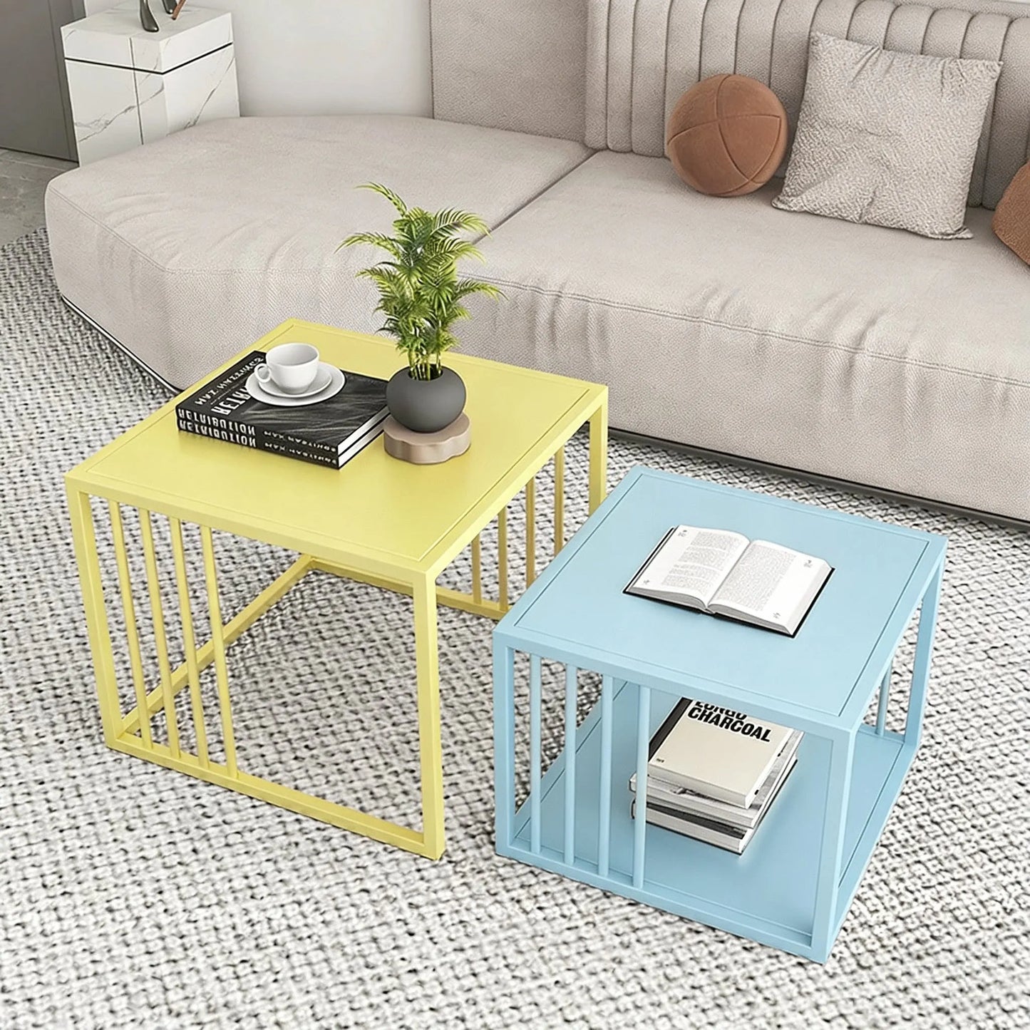 Hotel Living Room Tables Colorful Colorful Cute Nightstand Low Coffee Table Apartment Pink Muebles Dopamine Furniture