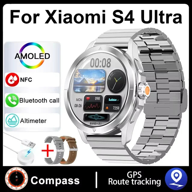 S4 Ultra For Xiaomi Smart Bracelet Men Watch AMOLED HD Screen Bluetooth Call GPS Trajectory NFC Heart Rate Compass SmartWatches WardBoyzPROShop