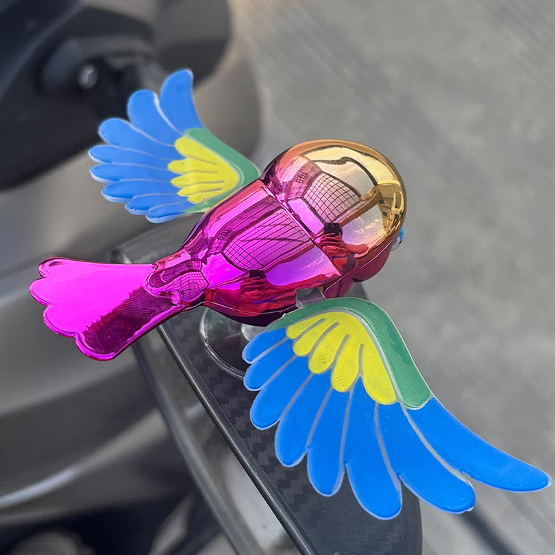 Vibrant Simulation Fly Bird Motorcycle Car Charm, Cute Winged Mate Waving in the Wind, Cool and Fun Car Companion