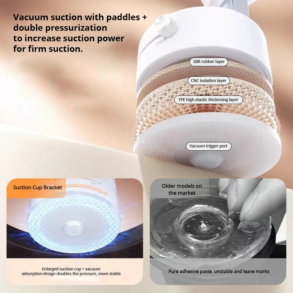 Bonola Mobile Phone Vacuum Suction Cup Holder Foldable for iPhone/ Android Kitchen Lazy Vacuum Double Sided Magnetic Bracket WardBoyzPROShop