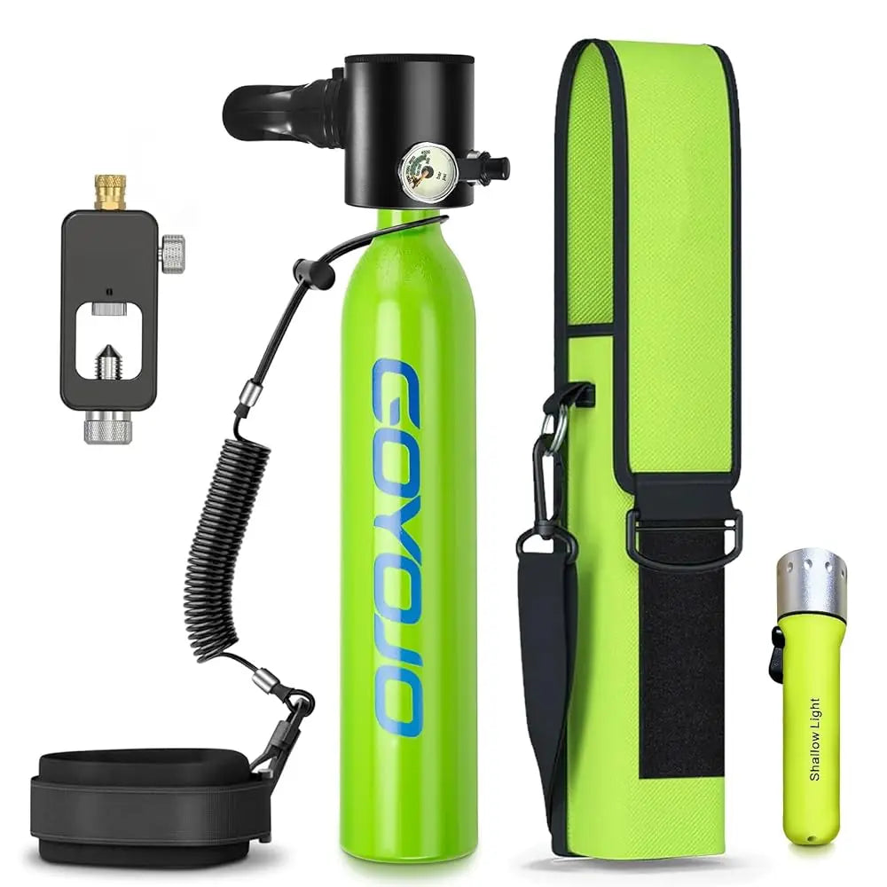 GOYOJO Mini Scuba Tank 0.5L Reusable Portable Diving Tank & Emergency Pony Bottle Air Suitable for Freediving, Snorkeling