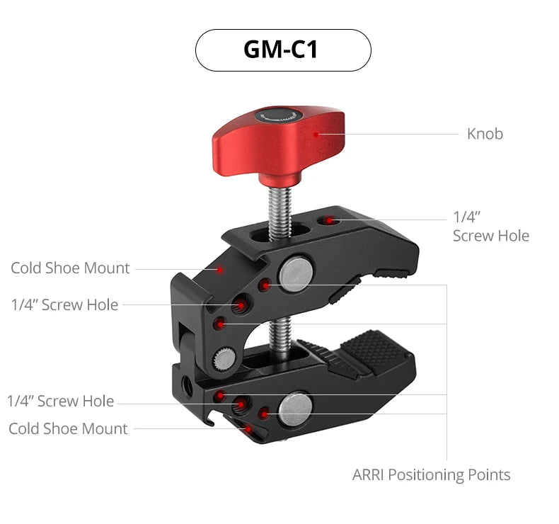 AMBITFUL 360° Double Ballhead Magic Arm With Super Clamp Kit 1/4" Screw Ball Head Adapter For Monitor LED Light Camera
