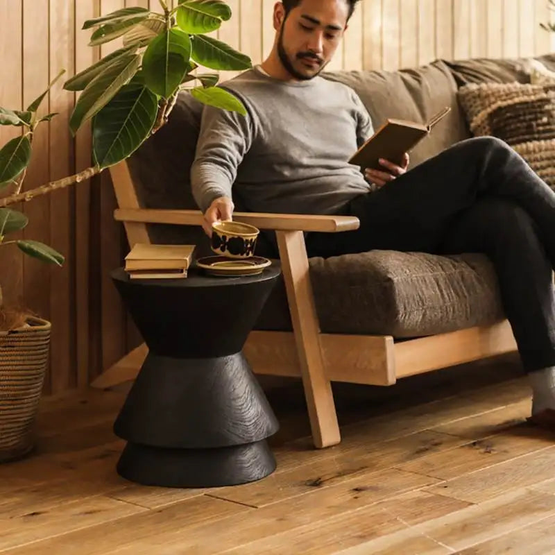 Solid Wood Natural Sofa Edge Table Creative Retro Round Coffee Table Living Room Decoration Circular Handcrafted Home Furniture