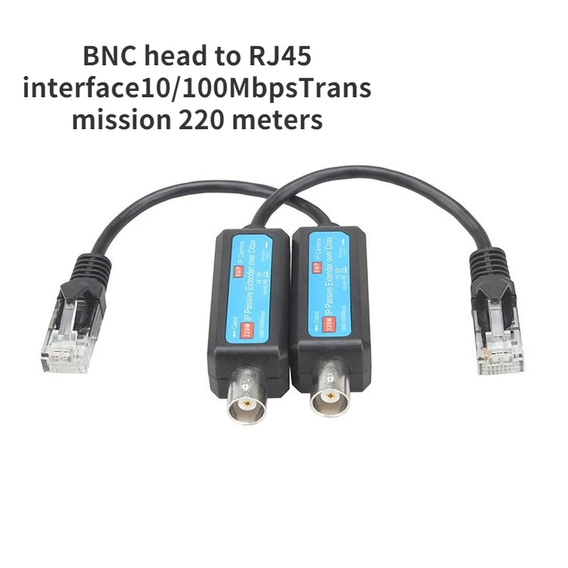 1 Pair IP Network Coaxial Transmitter Receiver Extender Safe Transmission Cables For IP NVR Camera 10/100Mbps IP to Coaxial