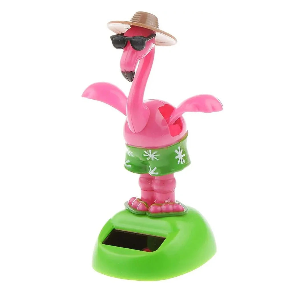 Flapping Wings Flamingo Solar Powered Hawaii Style Shaking Ornaments Car Dashboard Dancer Bobble Head (Flamingo A)