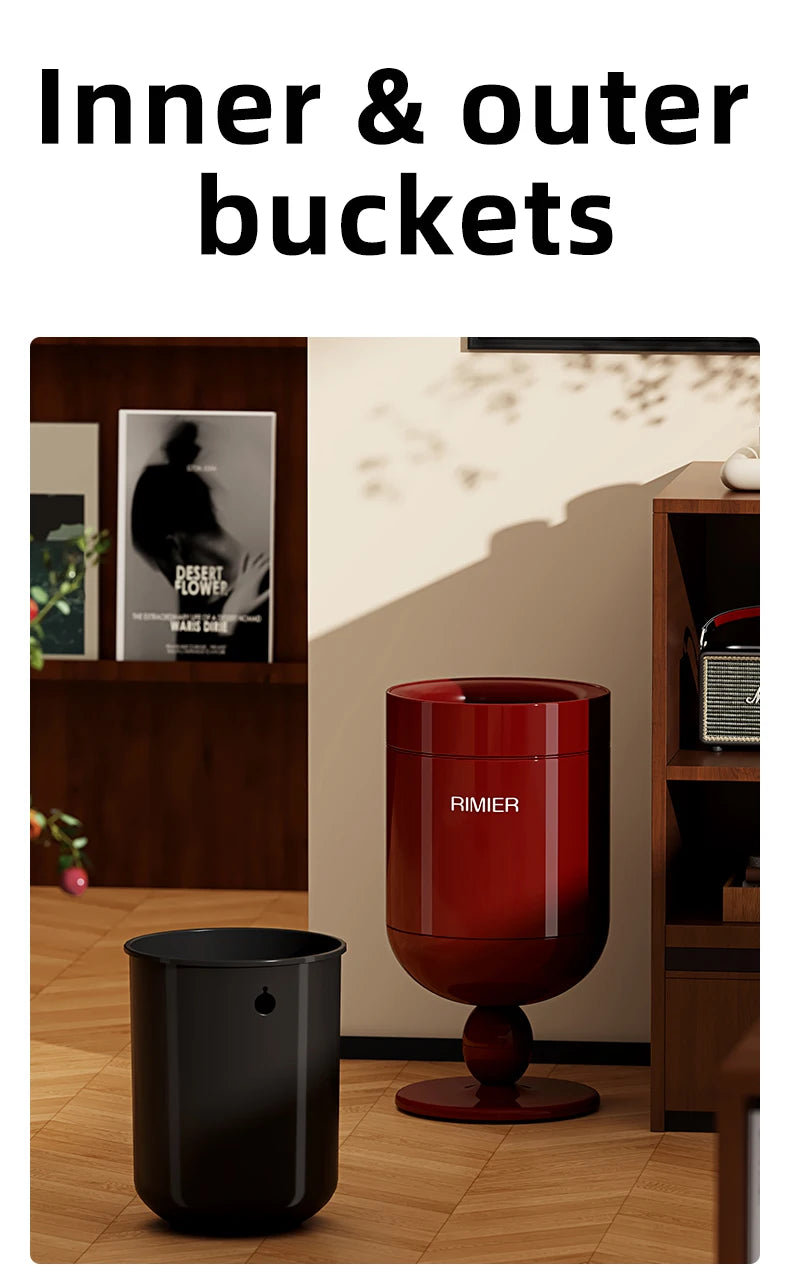 Living room trash can, high appearance, uncovered retro trash can, antique style paper basket，Bedroom trash can