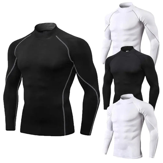Men's Workout Compression Shirt Turtleneck Long Sleeve Rash Guard Gym Base Layer Athletic Undershirt Gear Sports Shirt WardBoyzPROShop