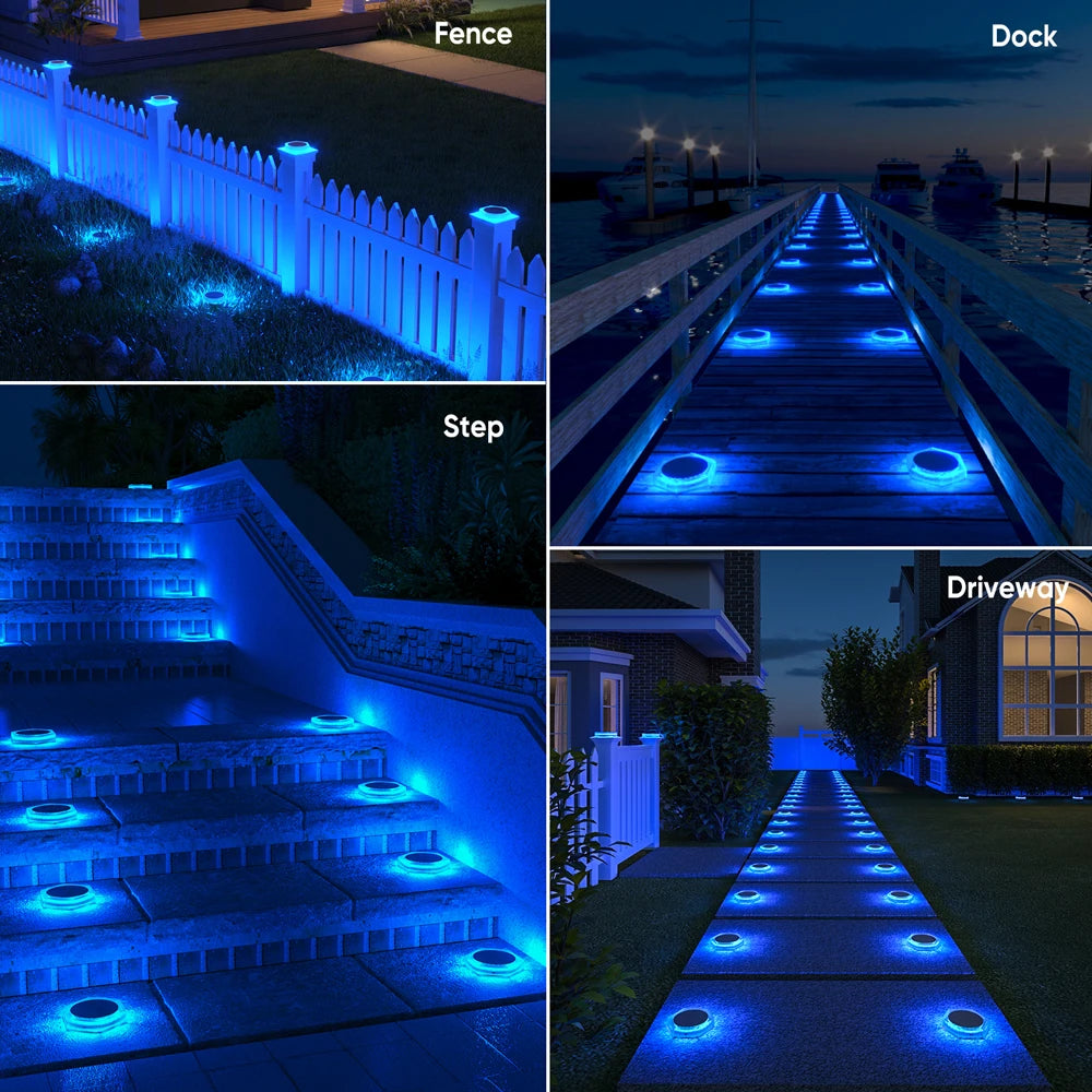 6Pcs Solar Deck Lights Fence Post Solar Lights for Patio Pool Stairs Step and Pathway Deck Lights Solar Powered Outdoor Lights