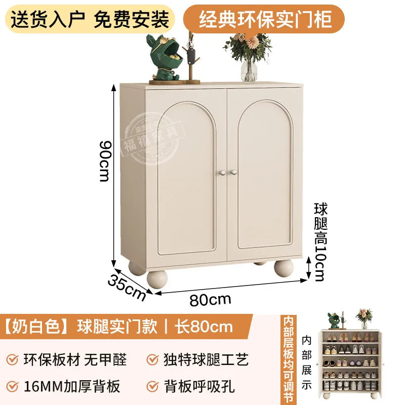 Home porch indoor entrance door shoe cabinet porch cabinet small size large capacity rattan solid wood locker.