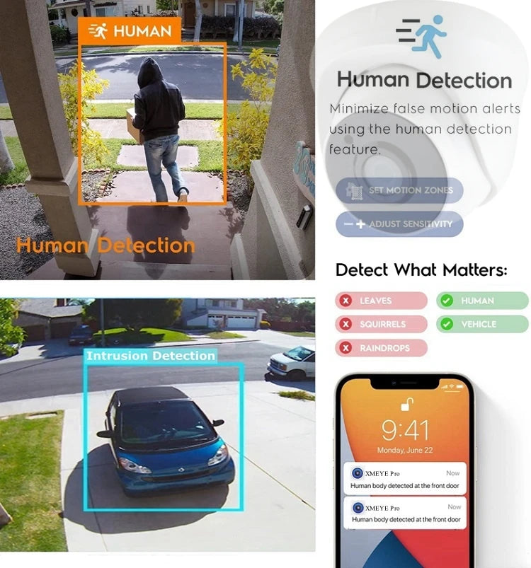 4K 8MP 5MP IP Camera Dome with IR Night Vision Microphone Network Security CCTV Camera Support-Onvif 3MP