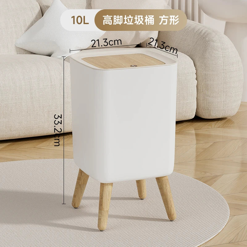 Stylish Minimalist Home Trash Can with Lid Top-Wide Bottom-Narrow Design Multi-Use Sit-On Wastebasket Garbage Bin