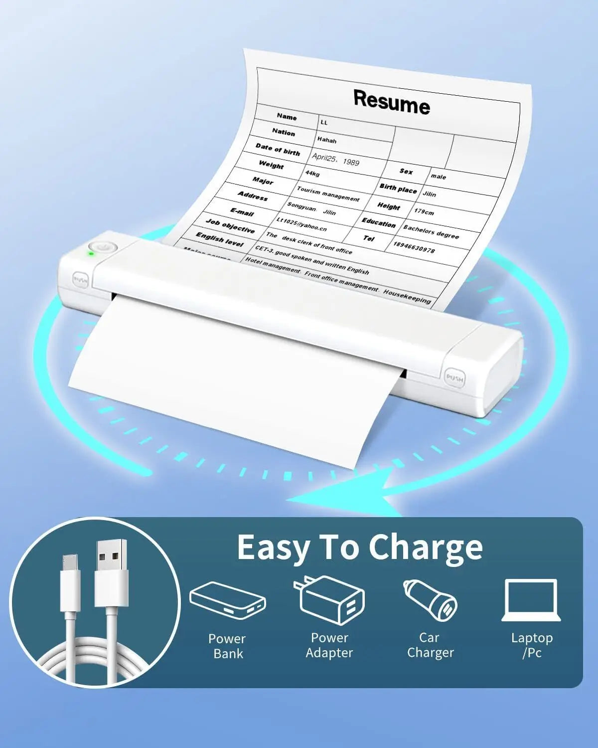 Mini Phomemo M08F Portable Printer Bluetuth Thermal Printer Compatible with Android, iOS & Laptop Portable Wireless A4 Printers WardBoyzPROShop