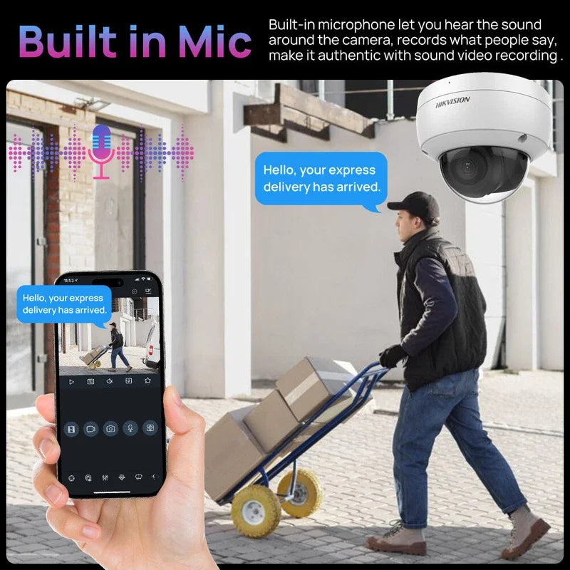 Original Hikvision DS-2CD1183G2-LIUF 4K 8MP ColorVu POE Smart Hybrid Light Fixed Dome Network Camera Built-in Mic IK08