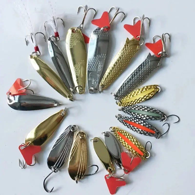 Fishing Lure Kit 16 pcs sets Trolling Jigging Lure Metal Spoon For Bass Pike Crank Tackle Accessories With Box Wobblers Kit WardBoyzPROShop