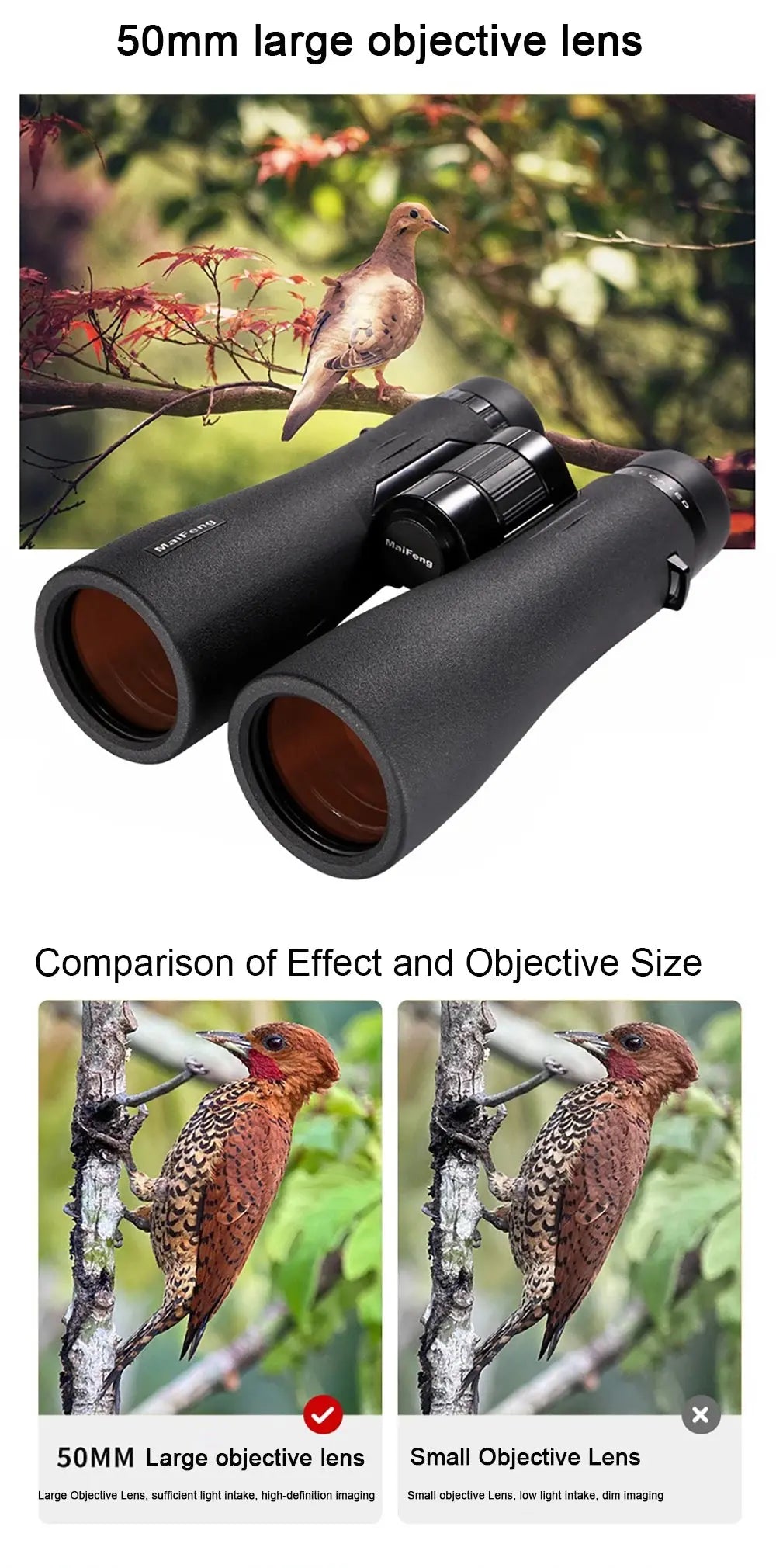 12x50 HD Binoculars for Adults High Powered Large View Binoculars with Clear Vision IPX7 Waterproof Telescope for Hunting Travel WardBoyzPROShop