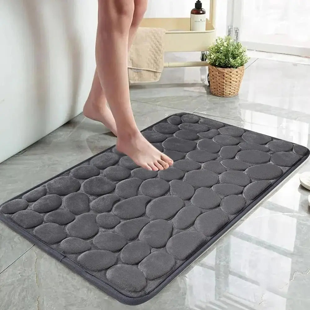 Cobblestone Embossed Bath Mat Non-slip Carpets Water Absorption Washable Bathtub Floor Rug Shower Doormat Bathroom Decor