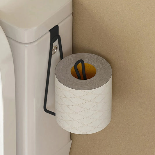 Toilet Paper Holder - Easy Install Wall Mount Bathroom Tissue Roll Hanger with Painted Finish Space Saving No-Drill Design ﻿