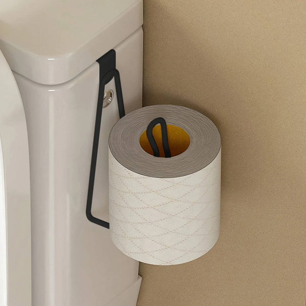 Toilet Paper Holder - Easy Install Wall Mount Bathroom Tissue Roll Hanger with Painted Finish Space Saving No-Drill Design ﻿