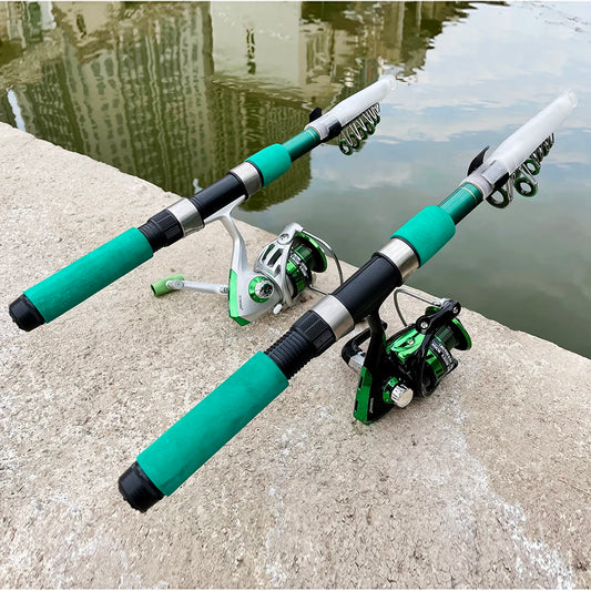 Sea Fishing Rod Kits Telescopic Rods and Spinning Reel Saltwater Freshwater Travel Pole Set Brake Drag 6Kg for Bass Pike Pesca