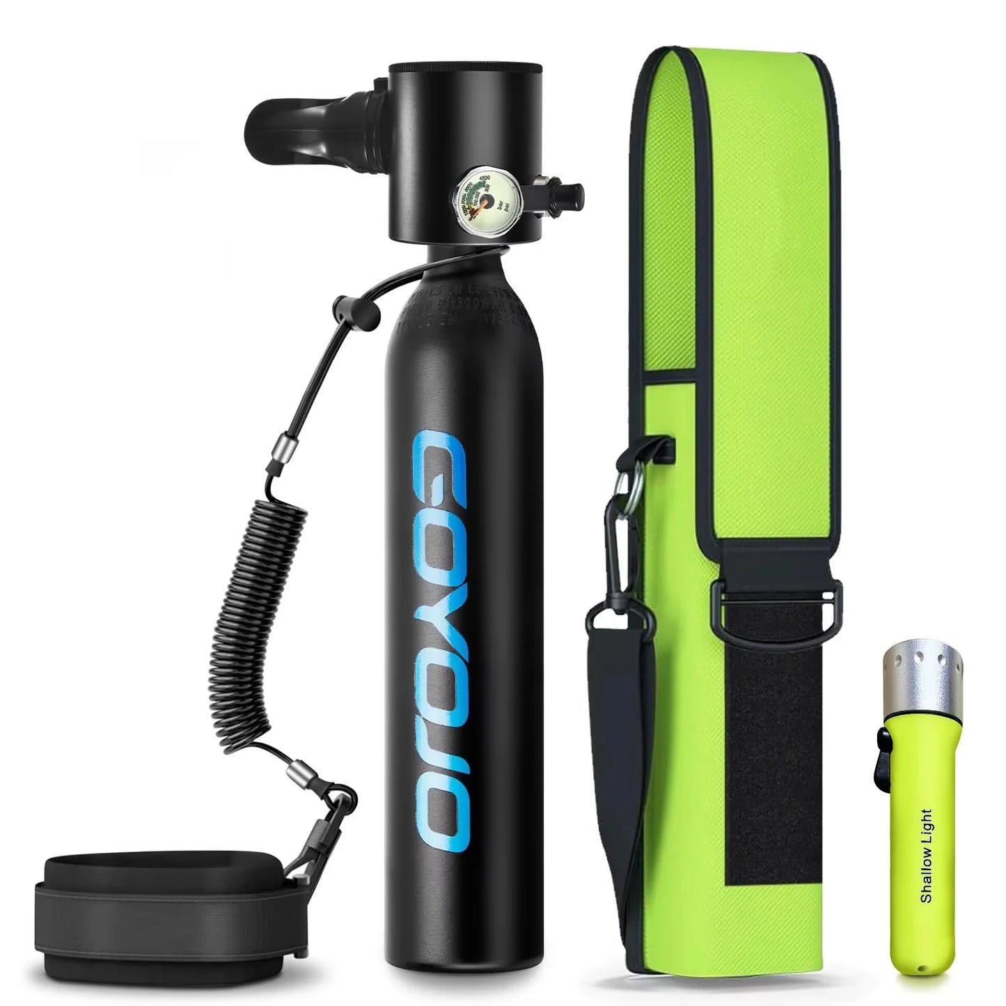 GOYOJO Mini Scuba Tank 0.5L Reusable Portable Diving Tank & Emergency Pony Bottle Air Suitable for Freediving, Snorkeling