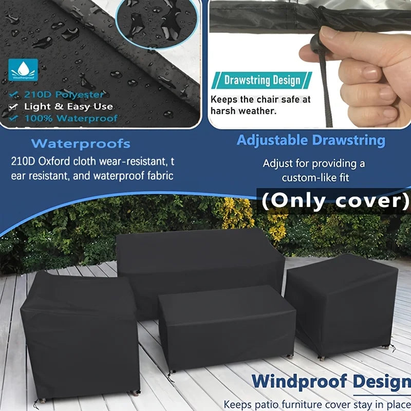 4 Piece/set of Terrace Furniture Cover - Durable Oxford Fabric Material for Living Room, Patio, Balcony and Terrace Furniture
