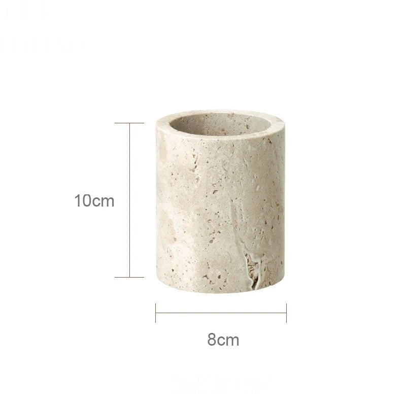 Travertine Bathroom Accessories Set Luxury Soap Dish Soap Dispenser Reed Diffuser Tissue Box Tray Bathroom Set