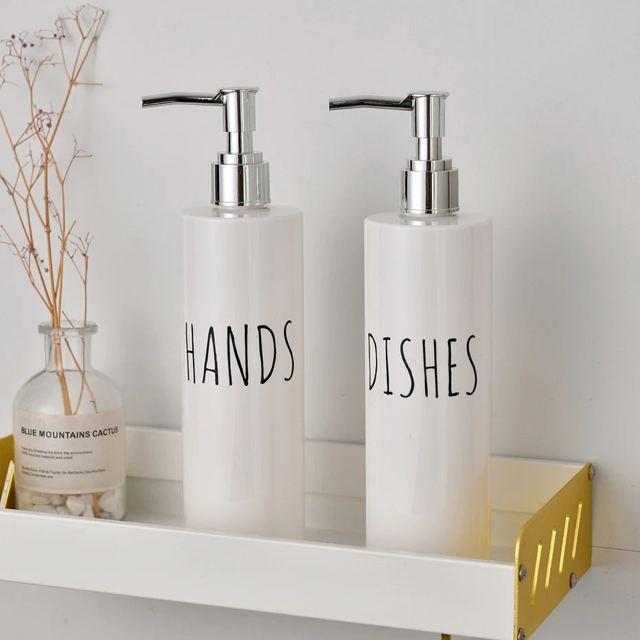 Kitchen Soap Dispenser White Dish Soap Dispenser and Hand Soap Bathroom Refillable Shampoo Shower Gel Bottle Mesa Adornment Bott