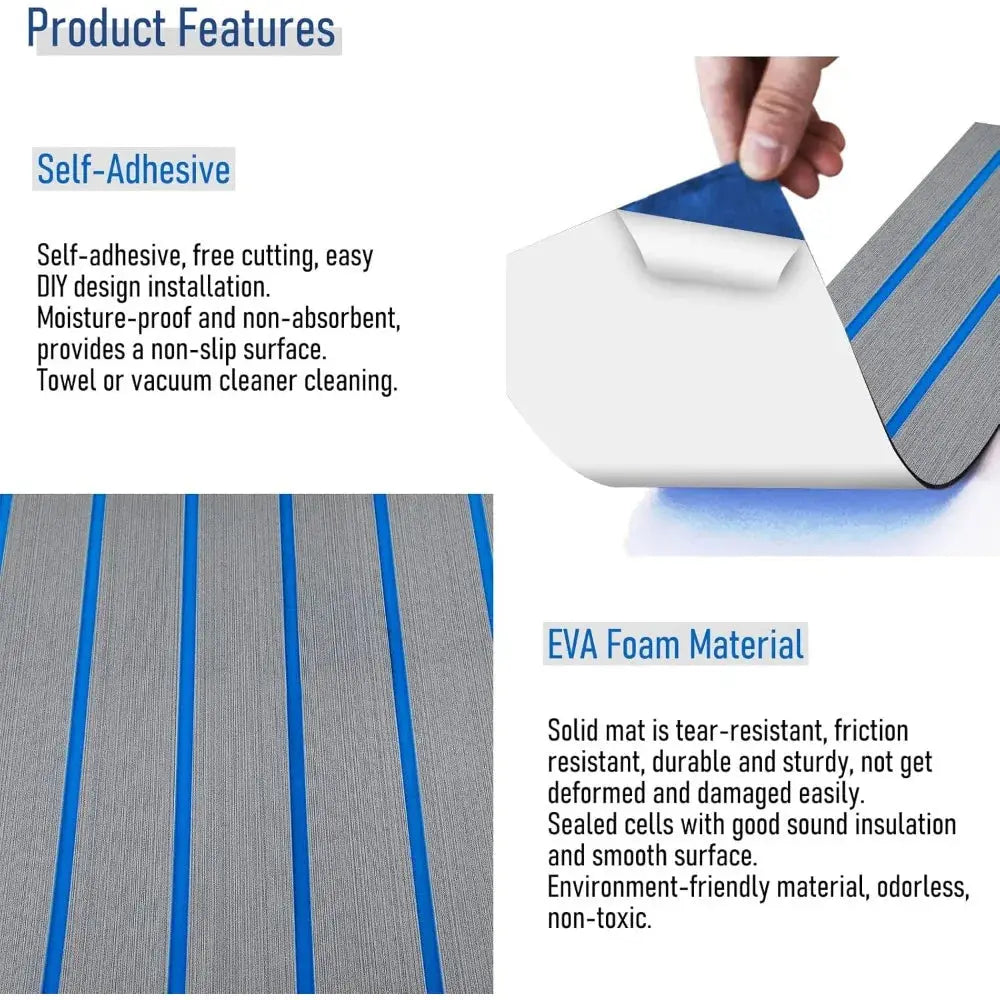 Boat Decking EVA Foam Flooring Sheet Faux Teak Marine Mat Boat Yacht Carpet Kayak RV Swimming Pool Non-Slip Flooring Mat WardBoyzPROShop