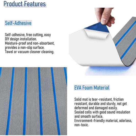 Boat Decking EVA Foam Flooring Sheet Faux Teak Marine Mat Boat Yacht Carpet Kayak RV Swimming Pool Non-Slip Flooring Mat WardBoyzPROShop
