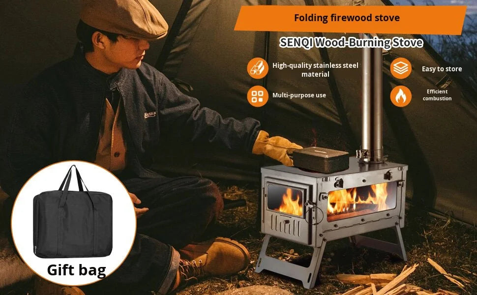 Hot Tent Stove Ultralight Wood Burning Stove For Tent Outdoor Camping Firewood Oven For Winter Backpacking