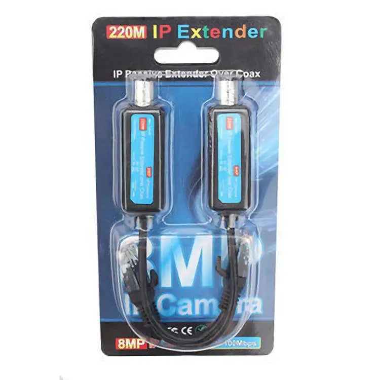 1 Pair IP Network Coaxial Transmitter Receiver Extender Safe Transmission Cables For IP NVR Camera 10/100Mbps IP to Coaxial