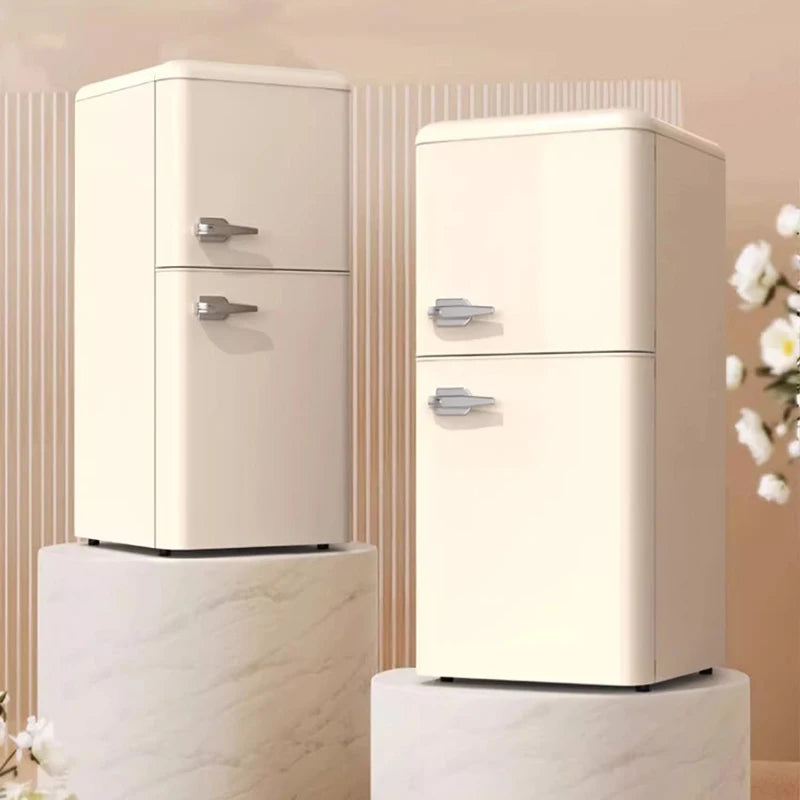 Household Retro Small Energy Saving Refrigerator Double Door Kitchen Small Fridge Freezer for Apartment Home Kitchen Smart