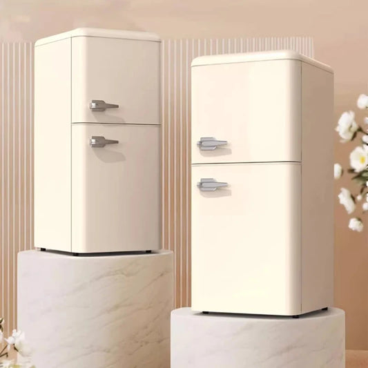 Household Retro Small Energy Saving Refrigerator Double Door Kitchen Small Fridge Freezer for Apartment Home Kitchen Smart