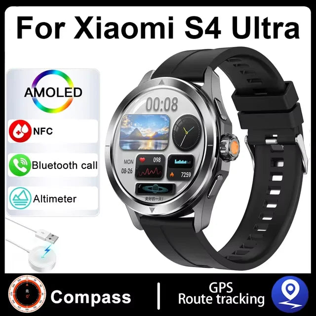 S4 Ultra For Xiaomi Smart Bracelet Men Watch AMOLED HD Screen Bluetooth Call GPS Trajectory NFC Heart Rate Compass SmartWatches WardBoyzPROShop