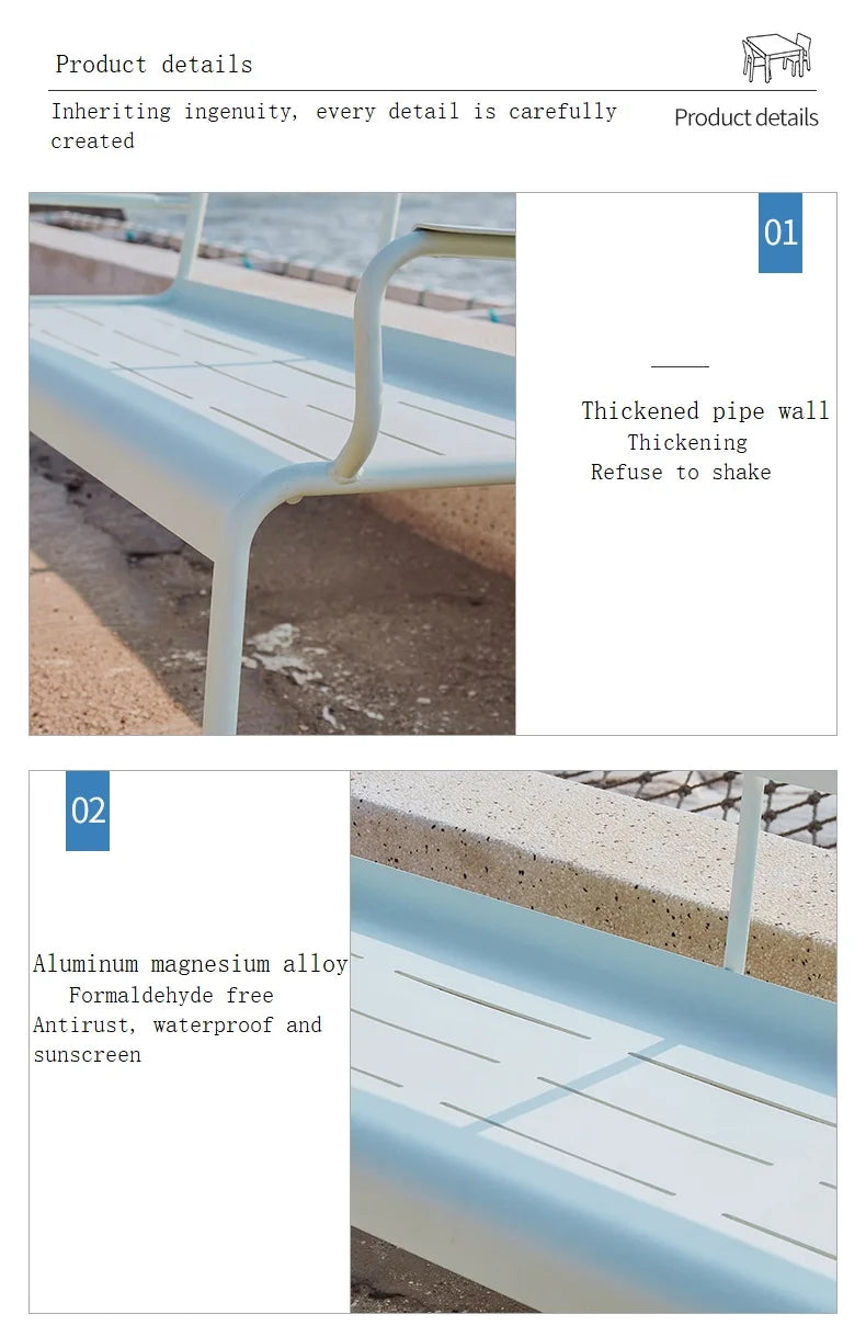 Outdoor Courtyard Leisure Bench Outdoor Garden Terrace Aluminum Alloy Double Bench Balcony Back Bench