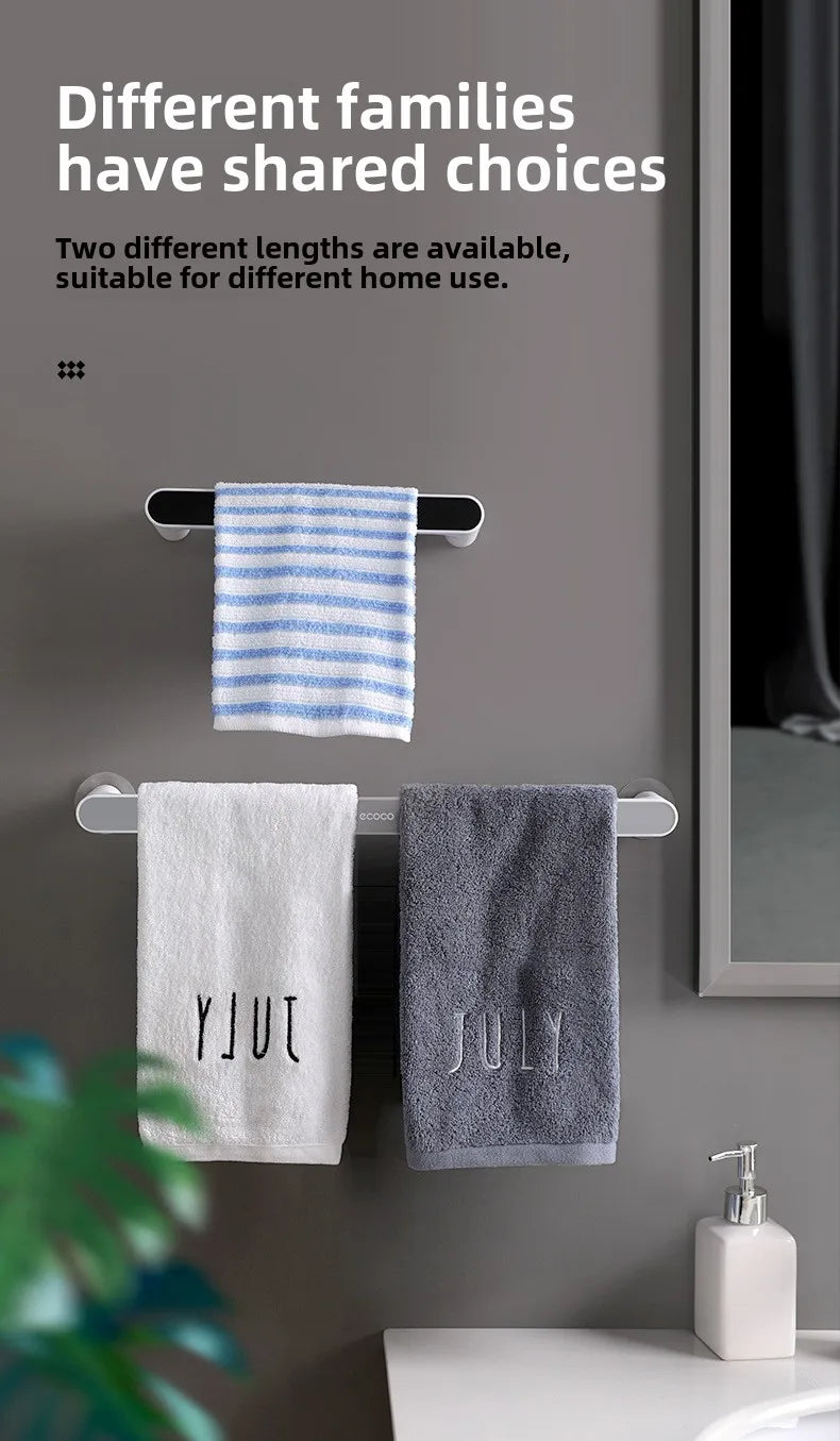 No Drill Bathroom Towel Rack with Suction Cups, Adjustable Shelf for Bath Kitchen Dorm, Nordic Rustproof Stainless Steel
