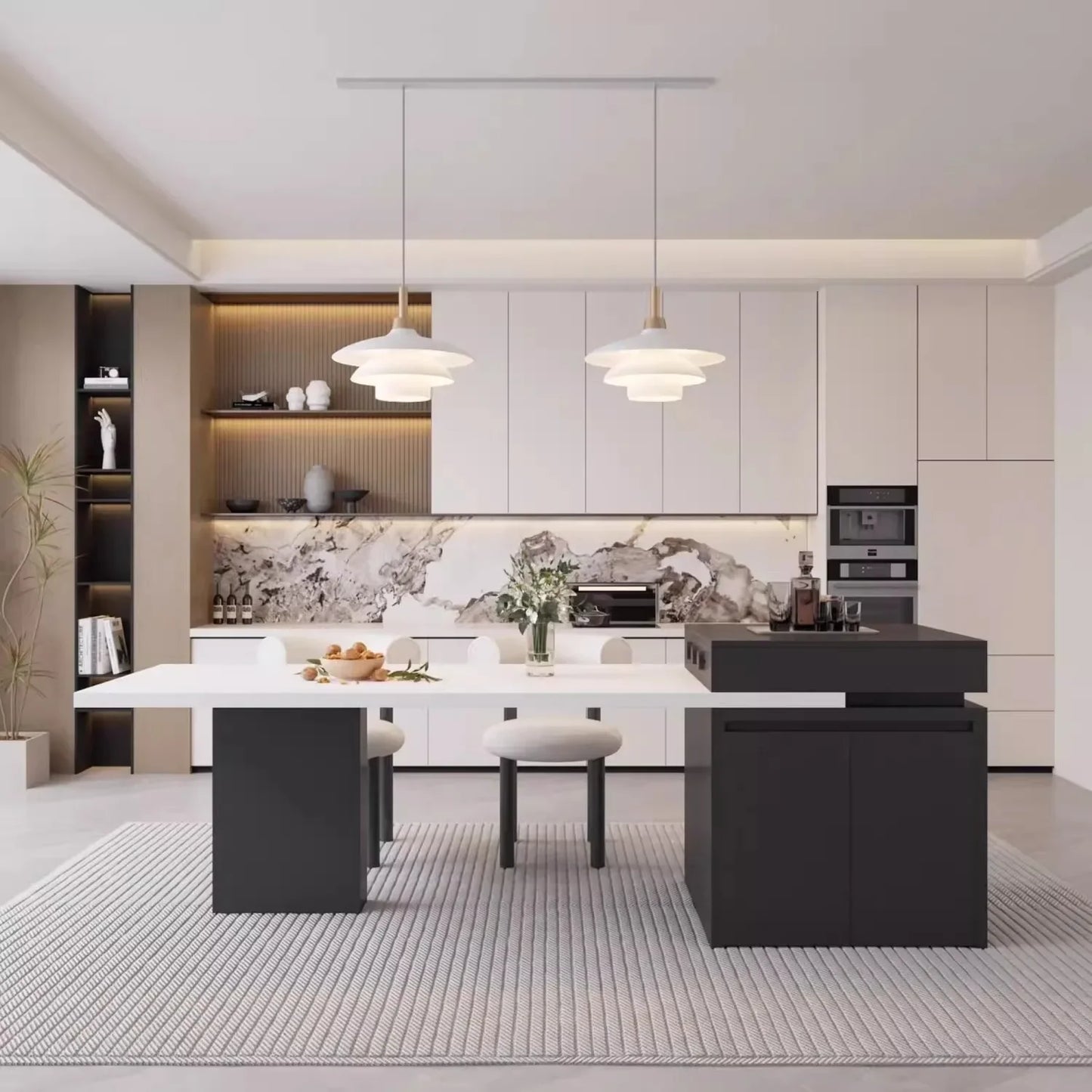 Kitchen Island Cart with Extendable Dining Table for 4-6 Person Rolling Kitchen Island with Slate Top Storage Kitchen Island Bar