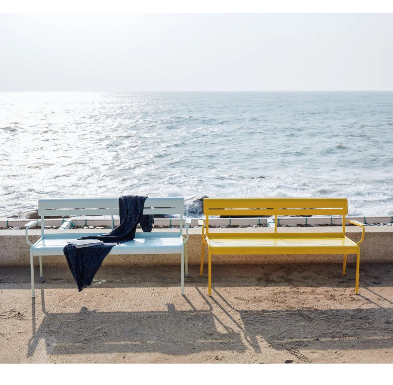 Outdoor Courtyard Leisure Bench Outdoor Garden Terrace Aluminum Alloy Double Bench Balcony Back Bench