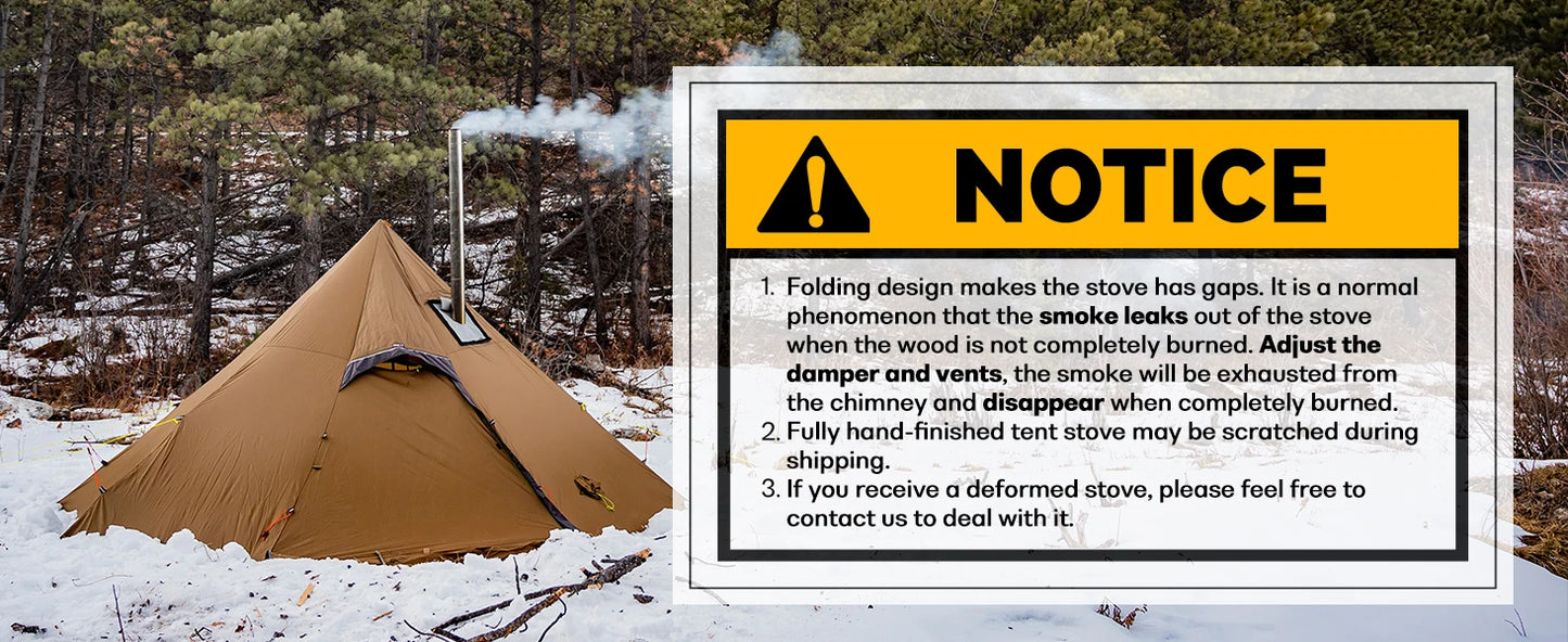 CHANGE MOORE Outdoor Portable Folding Secondary Conbustion Camping Wood Stove Detachable Burning Wood Stove Winter Camping