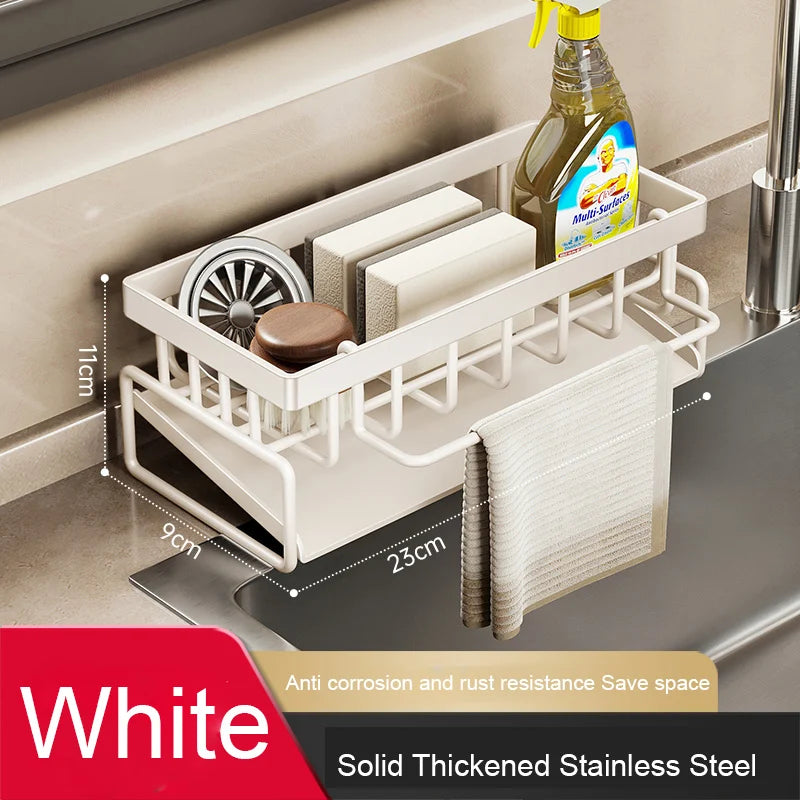 Kitchen sink draining rack, automatic drainage plastic storage rack, sink shelf, sponge and soap rack, towel rack