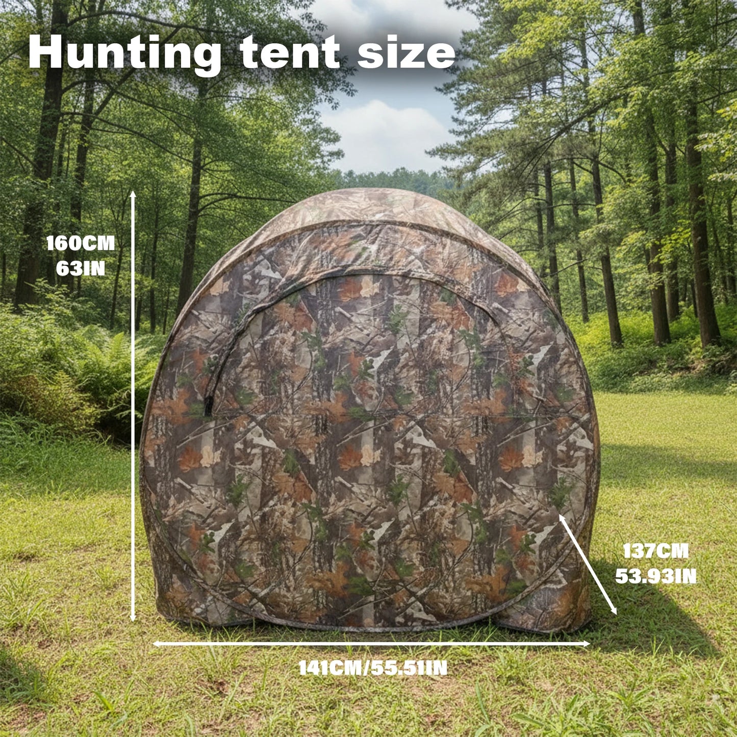 Camouflage Pop-Up Hunting Blind Ground Shelter for Deer Turkey And Duck Hunting Easy Setup And Storage Outdoor Camo Blind
