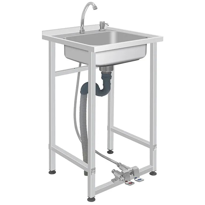 Outdoor 304 stainless steel automatic hands-free sink wash basin industrial pedal sink hotel restaurant