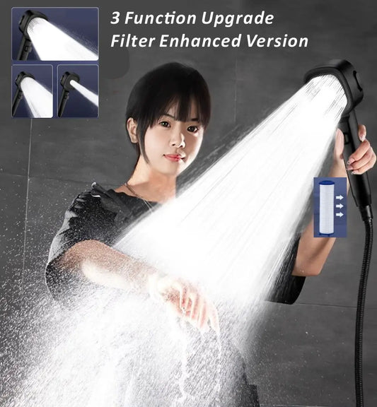 New 3 Modes High Pressure Shower Head Water Saving Shower Adjustable One-Key Stop Water Massage Sprayer Bathroom Accessories