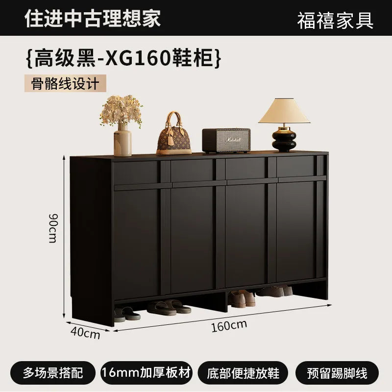 Home porch indoor entrance door shoe cabinet porch cabinet small size large capacity rattan solid wood locker.