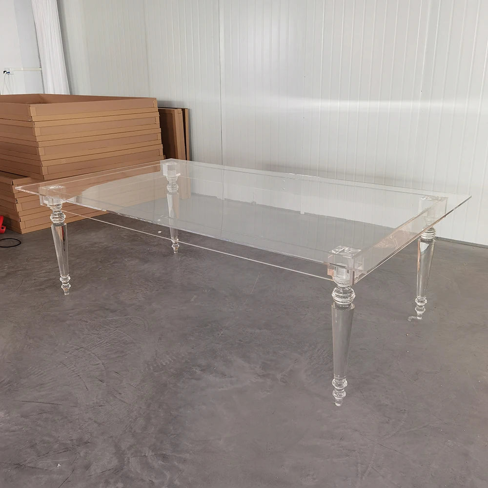 event party supplies metal wedding table with clear glass bridal and groom dining table