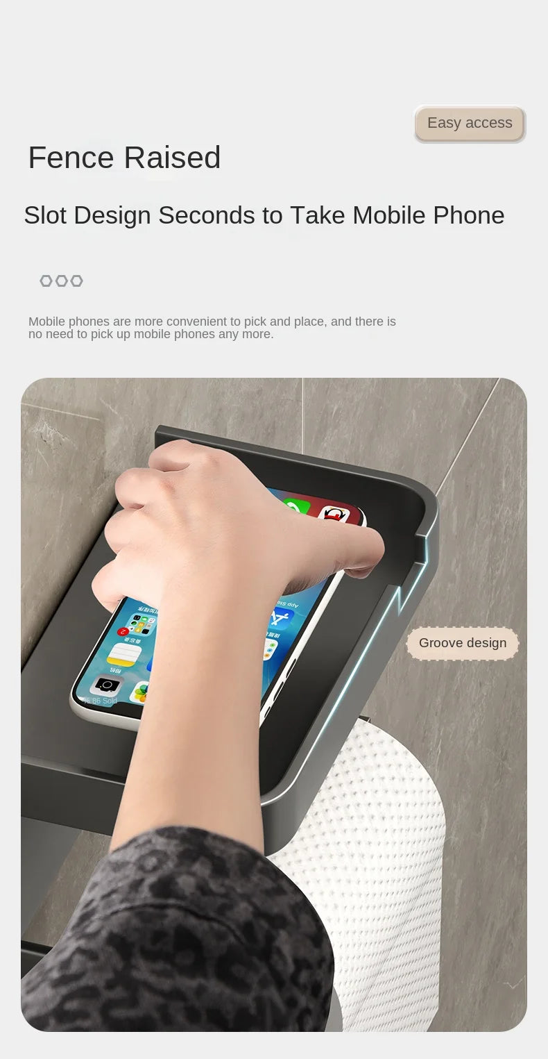 Bathroom Tissue Holder, No Drilling, Wall-Mounted Tissue Dispenser, Facial Tissue Storage Shelf, Toilet Paper Holder