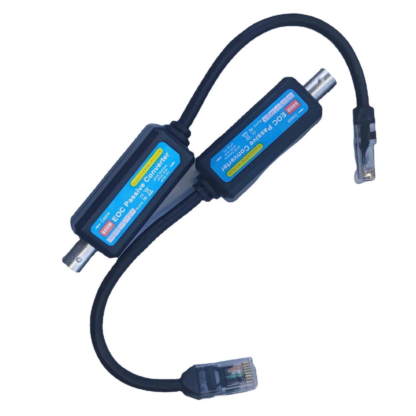 1 Pair IP Network Coaxial Transmitter Receiver Extender Safe Transmission Cables For IP NVR Camera 10/100Mbps IP to Coaxial